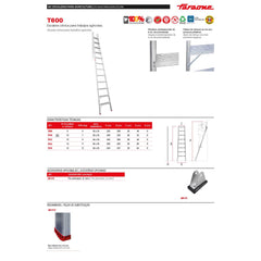 T610 | T600 | Escalera cónica para trabajos agrícolas Longitud de la escalera 326 cm.
