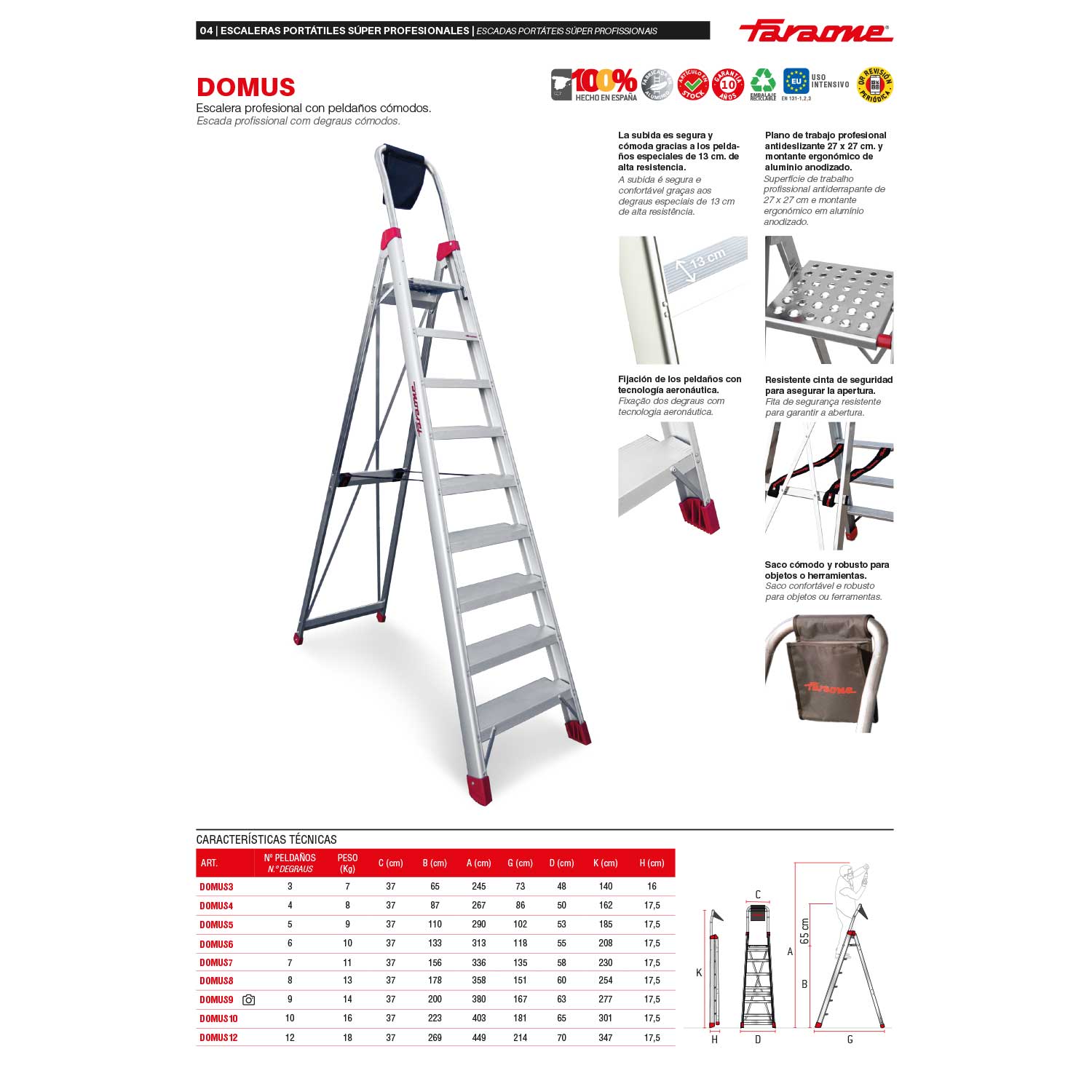 DOMUS3 | DOMUS | Escalera profesional con peldaños cómodos Peldaños 3